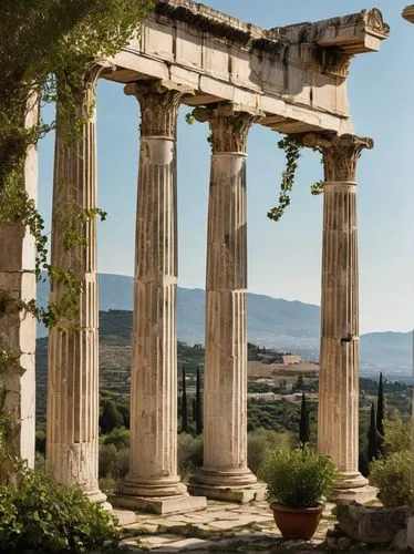 greek temple,erechtheus,temple of diana,roman temple,doric columns,segesta,akropolis,temple of hercules,panagora,acropolis,pergamum,peristyle,propylaea,messene,roman columns,nemea,caesonia,ancient olympia,paestum,gennadius,Art,Artistic Painting,Artistic Painting 07