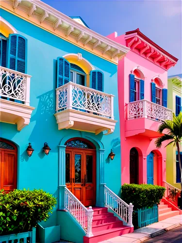 curacao,colorful facade,christiansted,oranjestad,bermuda,splendid colors,frederiksted,south beach,townhomes,colorful city,rowhouses,dreamhouse,anguilla,chucun,vibrant color,bahamian,san juan,curacoa,row houses,puerto rico,Illustration,Retro,Retro 08