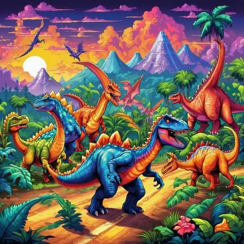 dinosaurs,dinosaur,jurassic,dinosaruio,dino,prehistoric,dinosaur line,alligator alley,tyrannosaurus,80s,rubber dinosaur,landmannahellir,game illustration,tyrannosaurus rex,tropical animals,galapagos,brontosaurus,volcanos,game art,trex,Unique,Pixel,Pixel 05