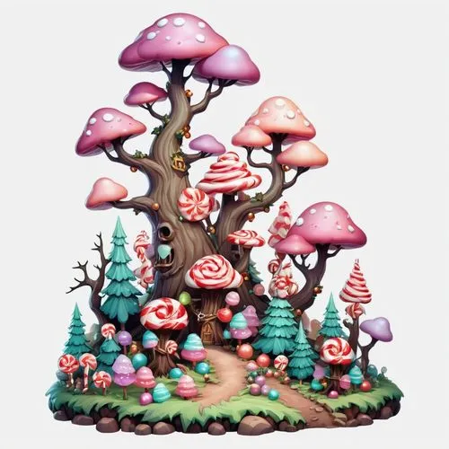 mushroom landscape,mushroom island,tree mushroom,forest mushroom,forest mushrooms,fairy house,Illustration,Abstract Fantasy,Abstract Fantasy 11