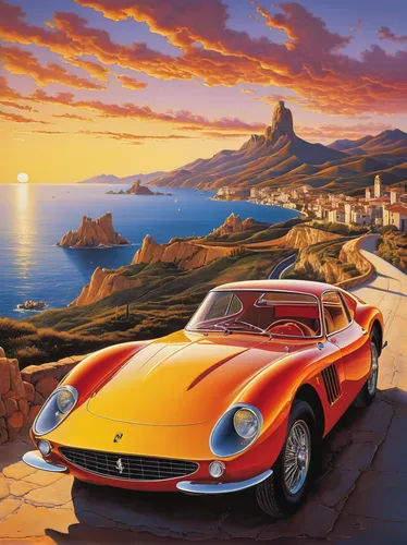 ferrari 275,daimler sp250,ferrari america,ferrari 250,etype,1000miglia,ferrari 512,porsche 718,american sportscar,porsche 356,monte carlo,ferrari 250 gt drogo,ferrari roma,ferrari gg50,berlinetta,alpine drive,classic cars,sportscar,exotic cars ferrari,ferrari daytona,Art,Artistic Painting,Artistic Painting 20