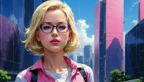 librarian,darjeeling,world digital painting,sci fiction illustration,pink glasses,city ​​portrait,retro girl,the girl at the station,metropolis,retro woman,digital painting,illustrator,city trans,vector girl,the girl's face,girl studying,pixie-bob,pink round frames,anime 3d,modern,Art,Classical Oil Painting,Classical Oil Painting 32