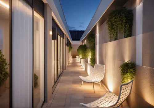 Outdoor! open to the sky! up and down lights. Feature wall made out of sand and white color textured rock tile. with falling planting in between and lights.,garden design sydney,landscape design sydne