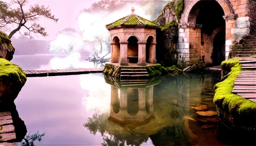 morrowind,rivendell,water palace,asheron,ancient city,virtual landscape,lily pond,swamps,backwater,pond,riftwar,riverlands,fountain pond,city moat,riverwood,beleriand,cartoon video game background,overworld,3d fantasy,strangehold,Conceptual Art,Fantasy,Fantasy 23