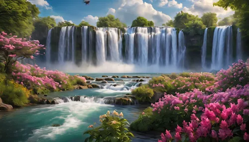 nature wallpaper,waterfalls,nature background,flower water,water fall,beautiful landscape,green waterfall,waterval,splendor of flowers,waterfall,landscapes beautiful,nature landscape,plitvice,beautiful nature,background view nature,cascading,fantasy landscape,beauty in nature,fantasy picture,landscape background,Photography,General,Natural