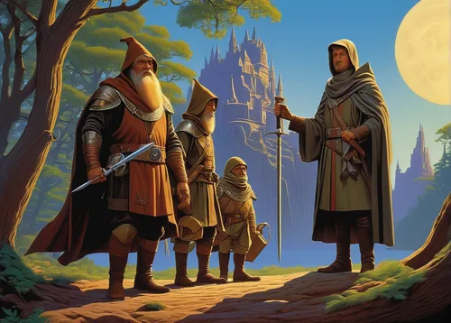 the three magi,guards of the canyon,germanic tribes,three wise men,the three wise men,wise men,pilgrims,monks,druids,quarterstaff,horsetail family,nomads,heroic fantasy,villagers,travelers,three kings,elves,dwarves,bach knights castle,biblical narrative characters,Conceptual Art,Sci-Fi,Sci-Fi 15