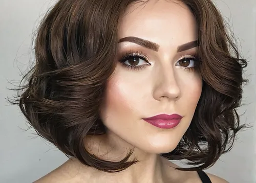 asymmetric cut,vintage makeup,cg,eurasian,artificial hair integrations,lace wig,ccw,makeup artist,realdoll,layered hair,iranian,airbrushed,bob cut,pink and brown,natural cosmetic,contour,hair shear,shoulder length,natural color,curly brunette,Art,Artistic Painting,Artistic Painting 01