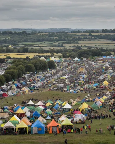 tents,tent tops,tent camp,music festival,big top,gypsy tent,panorama from the top of grass,large tent,tent,festival,beer tent,eisteddfod,campsite,longitude,extinction rebellion,marquees,indian tent,hayfield,goth festival,yurts,Illustration,Realistic Fantasy,Realistic Fantasy 40