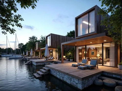 house by the water,floating huts,houseboats,houseboat,waterfront,dockside,boat house,boathouses,boat dock,deckhouse,house with lake,docks,dock,cube stilt houses,summer cottage,3d rendering,summer house,pool house,boathouse,harborfront