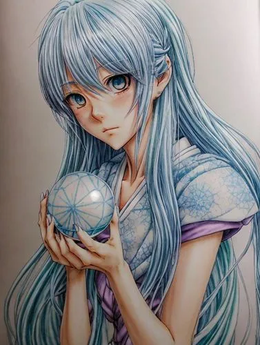 crystal ball,copic,blue heart,crystal egg,eris,winterblueher,blue heart balloons,sphere,pencil color,color pencil,aqua,violet head elf,ball point,garlic bulb,holding cup,painting eggs,color pencils,uranus,crystal ball-photography,painting easter egg