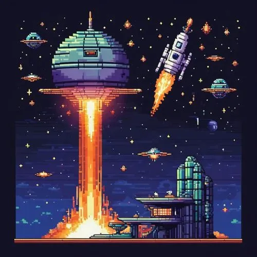 space port,pixel art,parodius,lucasarts,metroid,galaxian,Unique,Pixel,Pixel 01