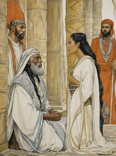 biblical narrative characters,genesis land in jerusalem,contemporary witnesses,pilate,sadhus,sikh,the three magi,orientalism,disciples,three wise men,the three wise men,guru,wise men,khokhloma painting,woman at the well,indian art,old testament,zoroastrian novruz,sadhu,orange robes,Illustration,Japanese style,Japanese Style 15