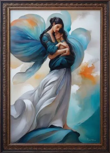 the angel with the veronica veil,viveros,annunciation,scheffer,jesus in the arms of mary,the annunciation,baroque angel,the prophet mary,angelico,oil painting on canvas,blue leaf frame,uriel,tretchikoff,ulysses butterfly,angel playing the harp,the angel with the cross,oil painting,virgen,natividad,fabric painting,Illustration,Paper based,Paper Based 04