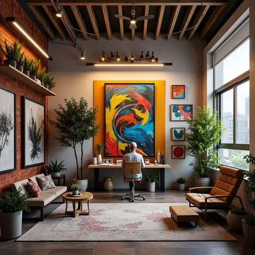 contemporary decor,modern decor,loft,interior decor,apartment lounge,living room,interior design,livingroom,home interior,mid century modern,sitting room,interior modern design,boho art style,interior decoration,lofts,bohemian art,boho art,great room,an apartment,modern room