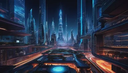 cybercity,cybertown,futuristic landscape,coruscant,cyberport,metropolis,cityscape,cyberpunk,cyberia,cyberview,futuristic,sci - fi,cyberworld,synth,cyberscene,polara,scifi,cybertron,arcology,sci fiction illustration,Illustration,Paper based,Paper Based 17