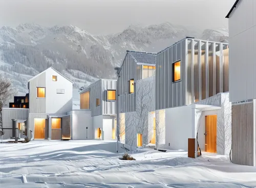 cube stilt houses,snowhotel,mountain huts,snow house,winter house,wooden houses,avalanche protection,cubic house,snow roof,mountain hut,ski resort,townhouses,chalets,alpine village,snow shelter,house in mountains,scandinavian style,stilt houses,house in the mountains,blocks of houses