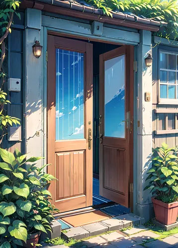 blue door,wooden door,blue doors,home door,garden door,summer cottage,shed,door,garden shed,metallic door,violet evergarden,small house,open door,front door,small cabin,little house,wooden house,porch,cottage,doors,Anime,Anime,Realistic