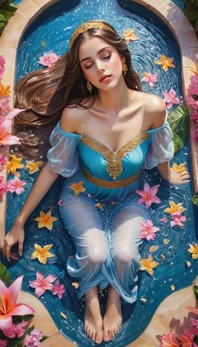 water nymph,cinderella,wishing well,girl lying on the grass,summer floatation,the sleeping rose,the girl in the bathtub,fantasy picture,girl in flowers,girl in the garden,rosa ' amber cover,falling flowers,mermaid background,fantasia,mermaid,wonderland,yogananda,water forget me not,water rose,rosa 'the fairy,Conceptual Art,Fantasy,Fantasy 03