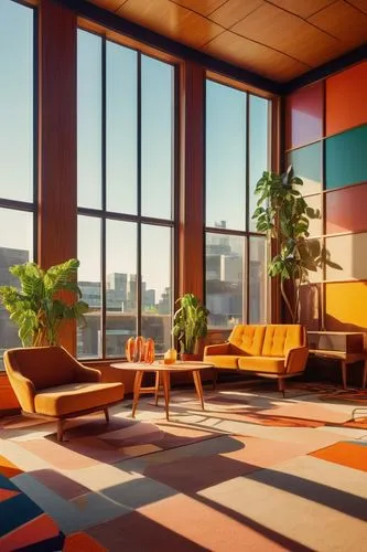 mid century modern,midcentury,mid century,mid century house,warm colors,offices,modern office,radiosity,modern decor,neutra,daylighting,study room,orange,meeting room,modernism,livingroom,ohsu,retro styled,interiors,apartment lounge,Illustration,Retro,Retro 23