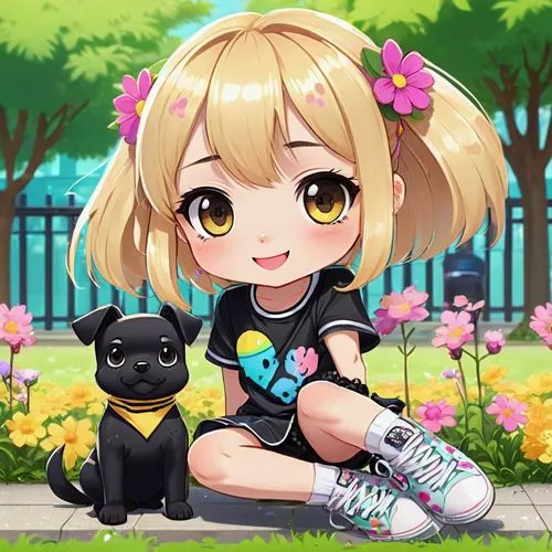 kii,pet black,kaho,kirara,chibi,yachi,Illustration,Japanese style,Japanese Style 02