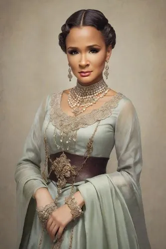 princess leia,victorian lady,jasmine bush,princess sofia,debutante,girl in a historic way,african american woman,the victorian era,miss circassian,jane austen,hoopskirt,dead bride,cepora judith,the mona lisa,tiana,stepmother,mother of the bride,gothic portrait,old elisabeth,hanbok,Photography,Realistic