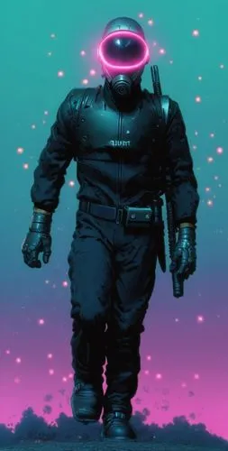 cyberpunk, vaporwave, syfy, 1990,the artist in the futuristic suit is standing on an alien surface,gargantua,funjet,krang,kraang,vapor,popchanka,Art,Artistic Painting,Artistic Painting 48