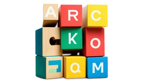 Colorful alphabet blocks, wooden texture, bold fonts, 3D blocks, stacked formation, slight shadows, natural light, close-up shot, shallow depth of field, vibrant colors, educational setting, toy-like 