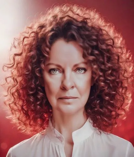 мелковьющиеся волосы волной длинные,a woman with red hair and a on up shirt looks into the camera,sarandon,sigourney weave,sigourney,demelza,clairol,kangna,applewhite,vasilescu,glossitis,romanoff,bisb