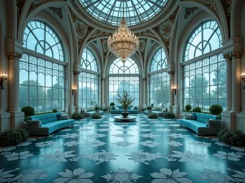 marble palace,conservatory,floor fountain,winter garden,ballroom,ornate room,hotel lobby,cochere,gleneagles hotel,orangerie,crown palace,grand hotel europe,lilly pond,wintergarden,gaylord palms hotel,decorative fountains,venetian hotel,claridges,nemacolin,orangery