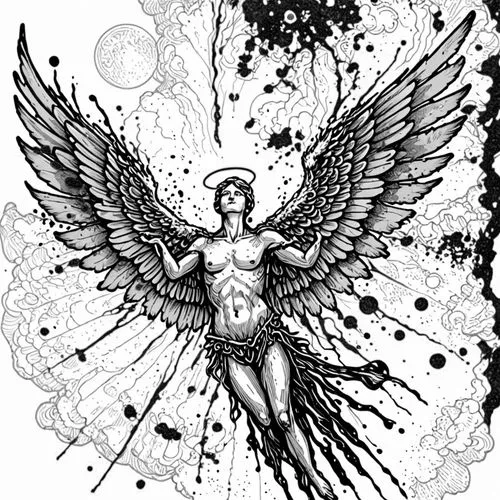 black liquid ink,cherubim,metatron,the archangel,archangel,angel line art,seraphim,seraph,promethea,angelology,archangels,black angel,starhawk,uriel,erinyes,abraxas,phaethon,pheonix,icarus,sapientia,s