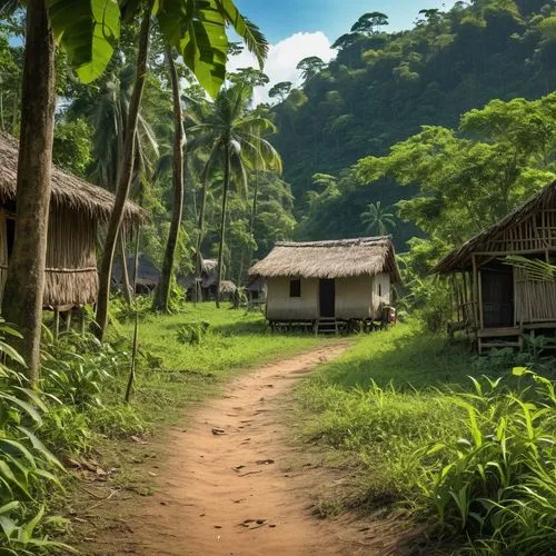 tambopata,traditional village,masakayan,huaorani,longhouses,kampung,apayao,rural area,kokoda,tropical forest,village scene,tanoa,kijana,nukulau,paruta,road through village,sirawai,longhouse,samoa,villages,Photography,General,Realistic