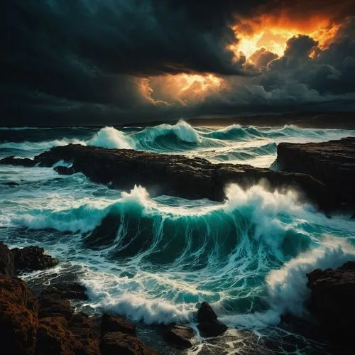 stormy sea,sea storm,seascape,tidal wave,seascapes,tempestuous,ocean waves,crashing waves,stormy blue,storm surge,rocky coast,ocean background,tumultuous,dramatic sky,southern ocean,turbulent,nature's wrath,stormed,force of nature,oceano,Illustration,Realistic Fantasy,Realistic Fantasy 29