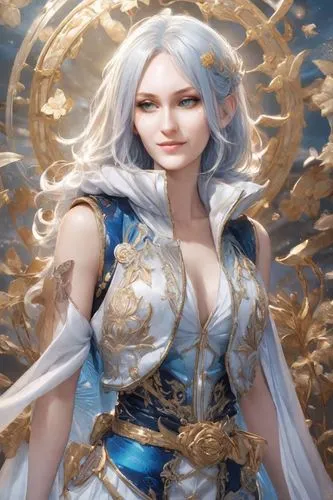 jaina,lyria,white rose snow queen,sona,xufeng,elona,Digital Art,Anime