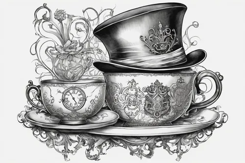 coffee tea illustration,tea service,cup and saucer,tea set,tea cup,tea cups,teacup,british tea,vintage tea cup,tea party collection,a cup of tea,coffee tea drawing,tea party,tea cup fella,cup of tea,porcelain tea cup,tea art,enamel cup,chamber pot,teapots,Illustration,Realistic Fantasy,Realistic Fantasy 43