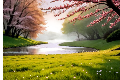 spring background,springtime background,spring morning,landscape background,nature background,spring nature,japanese sakura background,sakura background,nature wallpaper,spring sun,spring blossom,meadow landscape,nature landscape,cherry trees,sakura trees,spring leaf background,spring blossoms,beautiful landscape,cherry blossoms,meadow in pastel,Conceptual Art,Oil color,Oil Color 12