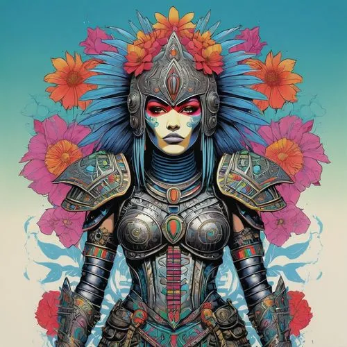 dakini,warrior woman,coral guardian,samsara,barda,female warrior,Illustration,Paper based,Paper Based 19