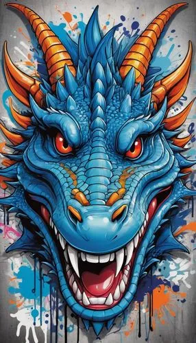 friendly smile funny front head blue  dragon,front view
Sarah Andersen style
,painted dragon,roa,alebrije,dragonja,welin,jaggi,drakon,dragon,dragon design,chonburi,dragones,dragonetti,tigor,graffiti a