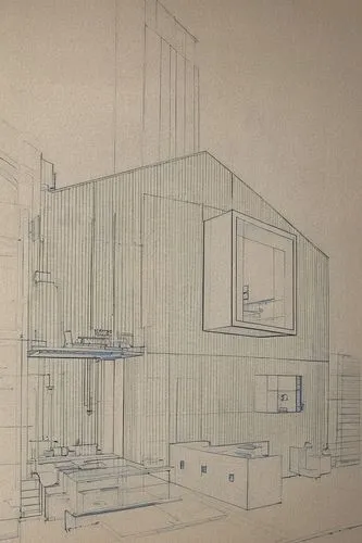 architectura drawing,an artistic view of a room being built,bunshaft,unbuilt,house drawing,docomomo,mid century house,tonelson,Design Sketch,Design Sketch,Blueprint