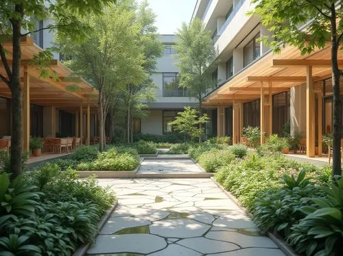 courtyards,streamwood,courtyard,atriums,biopolis,breezeway,inside courtyard,3d rendering,walkway,wintergarden,apartment complex,garden design sydney,landscaped,greenspring,dormitory,kifissia,ryokans,school design,palo alto,greenspace,Photography,General,Realistic