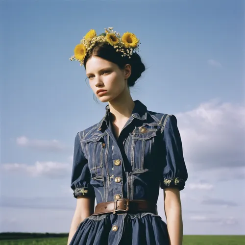 country dress,girl in overalls,countrygirl,vintage girl,folk costume,vintage dress,vintage fashion,vintage woman,denim bow,vintage women,farm girl,vintage clothing,girl in flowers,denim fabric,denim skirt,vintage floral,overalls,mazarine blue,spring crown,vintage angel,Photography,Fashion Photography,Fashion Photography 05