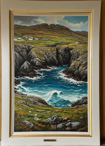 connemara,donegal,ring of kerry,coastal landscape,stabyhoun,neist point,gap of dunloe,landscape with sea,rocky coast,sea landscape,watercolour frame,holding a frame,seascape,beach landscape,oil painting,newfoundland,window with sea view,carol colman,inisheer,kerry,Art,Classical Oil Painting,Classical Oil Painting 37