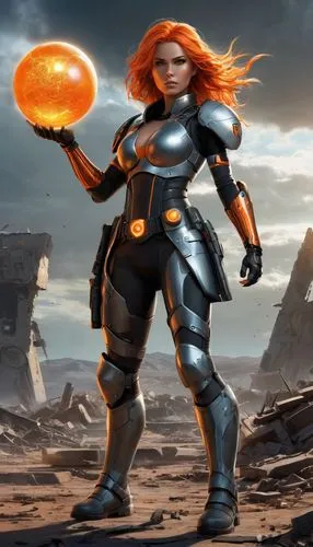 valencia orange,orange,gear shaper,symetra,shaper,eris,solar,sci fiction illustration,cg artwork,mercury transit,magma,starfire,female warrior,molten,arcanum,nova,io,violinist violinist of the moon,calabaza,half orange,Unique,Design,Character Design