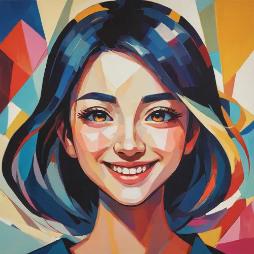 Create a happy anime face with bright eyes and a wide smile.,vector girl,wpap,portrait background,girl portrait,tiktok icon,vector illustration,vector art,custom portrait,dribbble,vector graphic,fashi