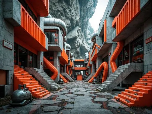 yamunotri,alley,alleyway,yashima,alleyways,fushimi inari shrine,3d render,wudang,ancient city,narrow street,red place,redshift,virtual landscape,inari,jigoku,sekkei,narayama,cyberscene,hashima,cybertown