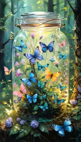 blue butterflies,butterfly background,butterflies,moths and butterflies,chasing butterflies,fireflies,rainbow butterflies,glass jar,aquarium,ulysses butterfly,empty jar,honey jar,fairy lanterns,jar,underwater background,isolated butterfly,butterfly floral,butterfly swimming,butterfly isolated,fairy world,Illustration,Paper based,Paper Based 11