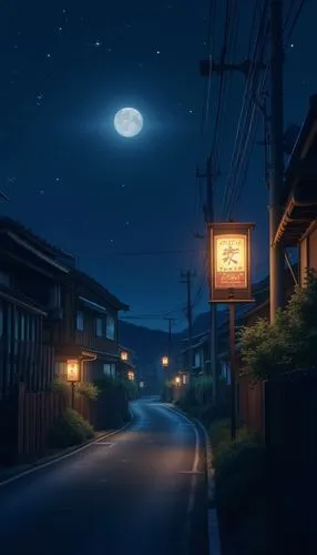 night scene,sidestreet,ichigaya,nocturne,streetlights,streetlamps