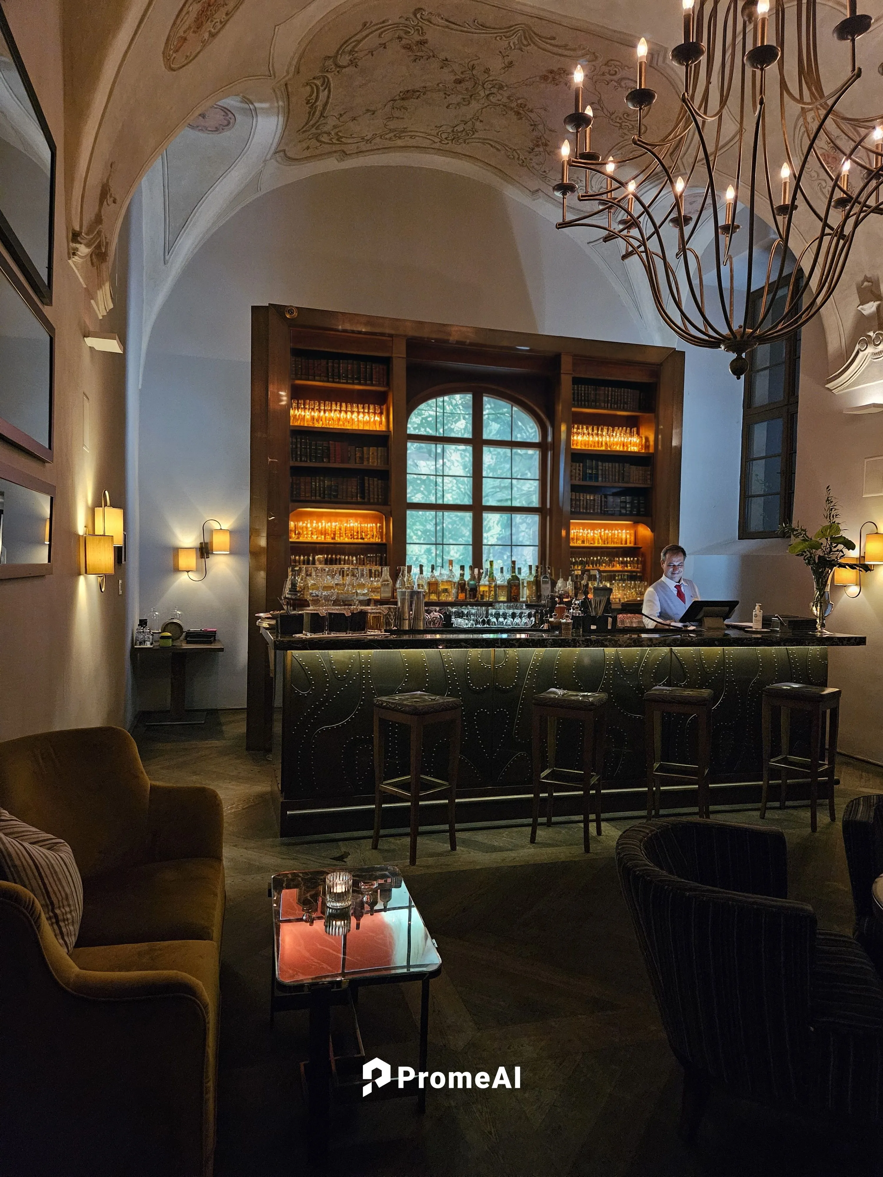 bar display on an antique library ,restaurant bern,seelbach,casa fuster hotel,blythswood,brasserie,grassian,piano bar,locanda,brasseries,athenaeum,wine bar,gleneagles hotel,bellocq,restaurant ratskell