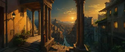 theed,uncharted,fantasy picture,ancient city,world digital painting,syberia