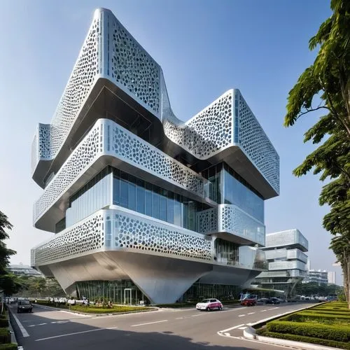 morphosis,interlace,futuristic architecture,modern architecture,building honeycomb,shenzhen vocational college,kunshan,hongdan center,safdie,bjarke,chengyi,futuristic art museum,koolhaas,modern building,cubic house,cube house,honeycomb structure,asian architecture,zhangzhou,kaust,Photography,General,Realistic