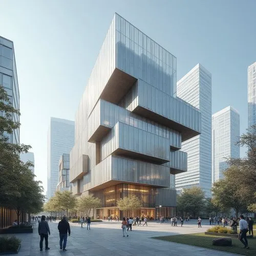  ,people walking around a building in the middle of the city,bjarke,safdie,europan,snohetta,tishman,kimmelman